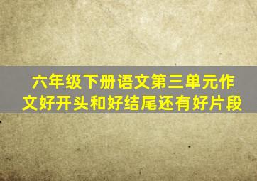 六年级下册语文第三单元作文好开头和好结尾还有好片段