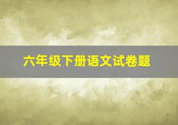 六年级下册语文试卷题