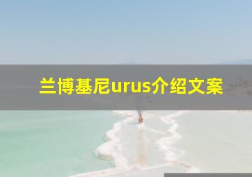 兰博基尼urus介绍文案