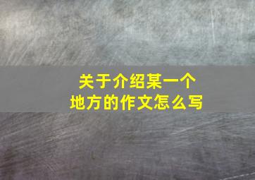 关于介绍某一个地方的作文怎么写