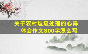 关于农村垃圾处理的心得体会作文800字怎么写