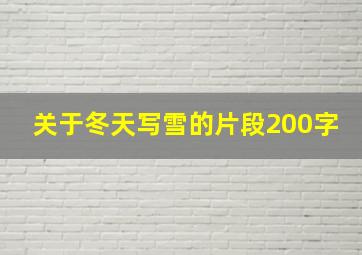 关于冬天写雪的片段200字