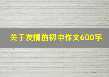 关于友情的初中作文600字