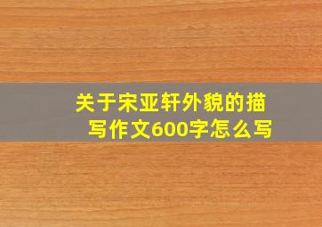 关于宋亚轩外貌的描写作文600字怎么写