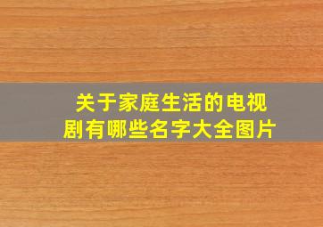 关于家庭生活的电视剧有哪些名字大全图片