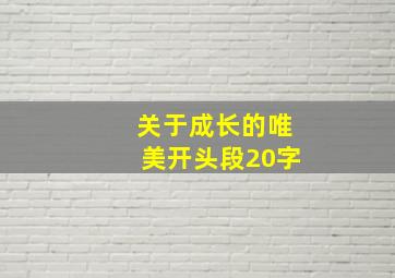 关于成长的唯美开头段20字