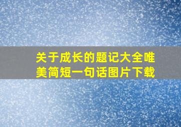 关于成长的题记大全唯美简短一句话图片下载