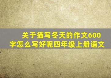 关于描写冬天的作文600字怎么写好呢四年级上册语文