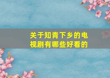 关于知青下乡的电视剧有哪些好看的