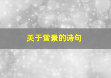 关于雪景的诗句