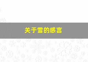 关于雪的感言