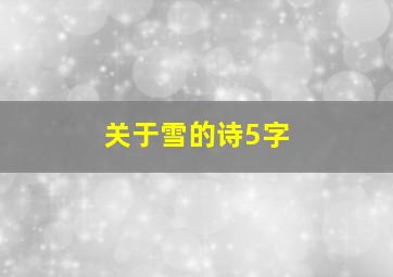 关于雪的诗5字