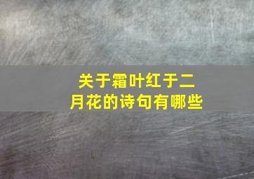 关于霜叶红于二月花的诗句有哪些