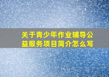 关于青少年作业辅导公益服务项目简介怎么写