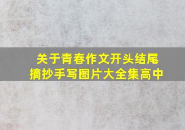 关于青春作文开头结尾摘抄手写图片大全集高中