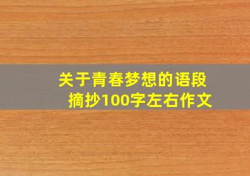 关于青春梦想的语段摘抄100字左右作文