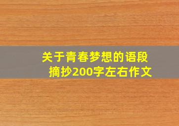 关于青春梦想的语段摘抄200字左右作文