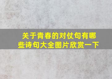 关于青春的对仗句有哪些诗句大全图片欣赏一下