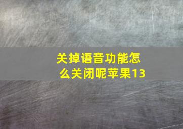 关掉语音功能怎么关闭呢苹果13