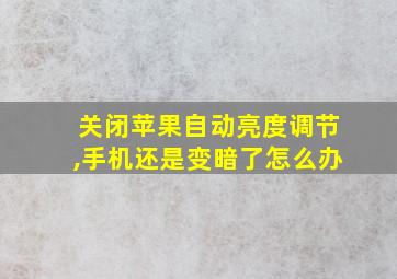 关闭苹果自动亮度调节,手机还是变暗了怎么办