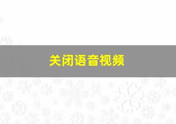 关闭语音视频