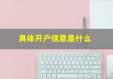 具体开户信息是什么