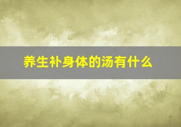 养生补身体的汤有什么