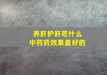 养肝护肝吃什么中药药效果最好的