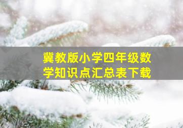 冀教版小学四年级数学知识点汇总表下载