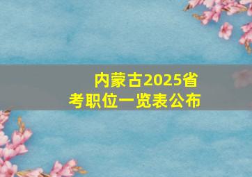 内蒙古2025省考职位一览表公布