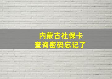 内蒙古社保卡查询密码忘记了