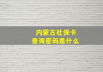 内蒙古社保卡查询密码是什么