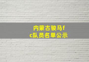 内蒙古骏马fc队员名单公示