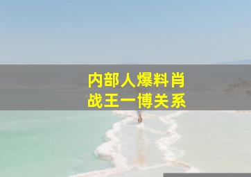 内部人爆料肖战王一博关系