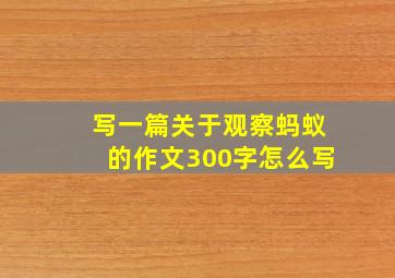 写一篇关于观察蚂蚁的作文300字怎么写