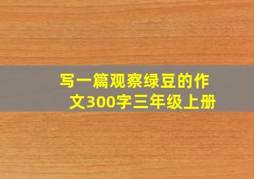 写一篇观察绿豆的作文300字三年级上册