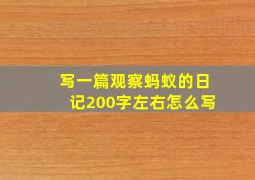 写一篇观察蚂蚁的日记200字左右怎么写