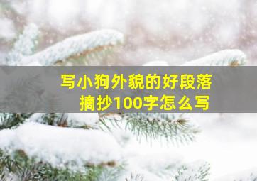 写小狗外貌的好段落摘抄100字怎么写