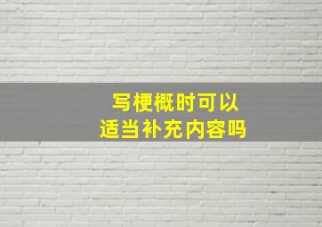 写梗概时可以适当补充内容吗