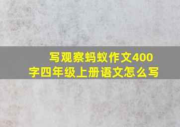 写观察蚂蚁作文400字四年级上册语文怎么写