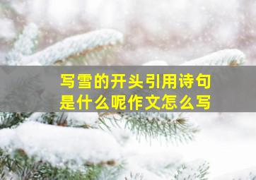 写雪的开头引用诗句是什么呢作文怎么写