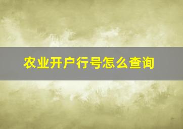 农业开户行号怎么查询