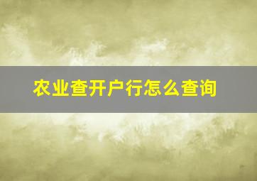 农业查开户行怎么查询