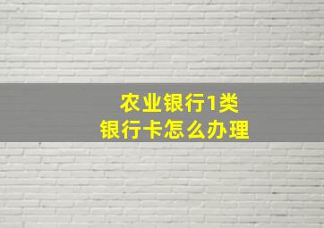 农业银行1类银行卡怎么办理