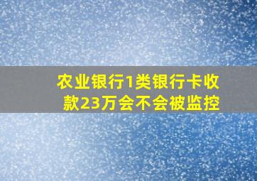 农业银行1类银行卡收款23万会不会被监控