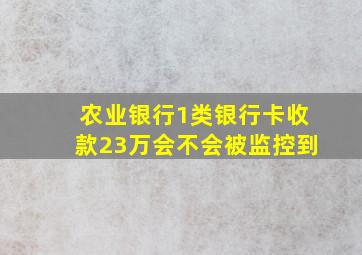 农业银行1类银行卡收款23万会不会被监控到