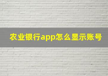 农业银行app怎么显示账号