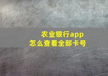 农业银行app怎么查看全部卡号