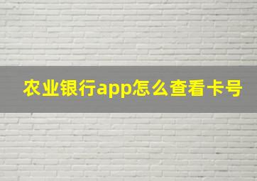 农业银行app怎么查看卡号