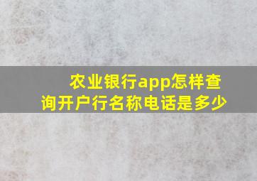 农业银行app怎样查询开户行名称电话是多少